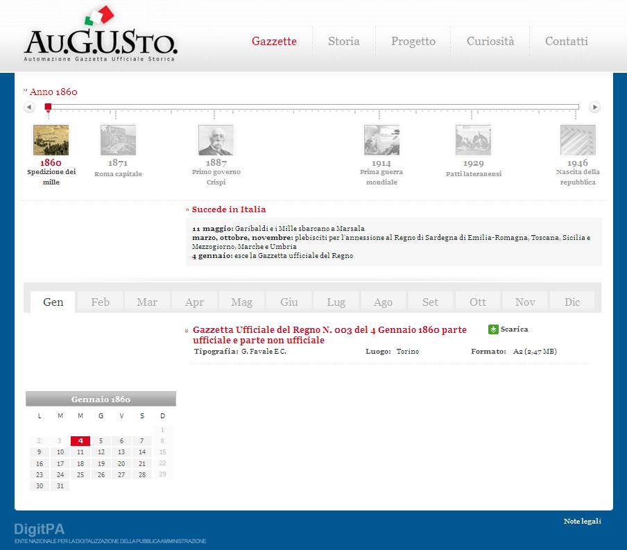 Home page del Progetto Au.G.U.Sto. (Automazione Gazzetta Ufficiale Storica)